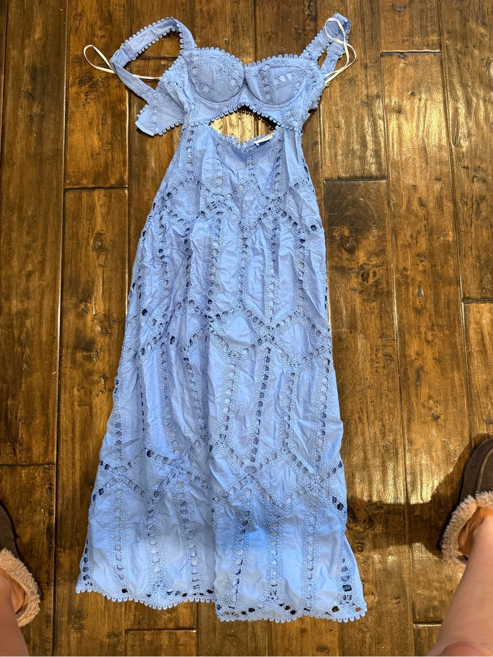Zaco (Brand of Sabo) new without tags Blue Lace Cutout Maxi Dress - Women XXS
